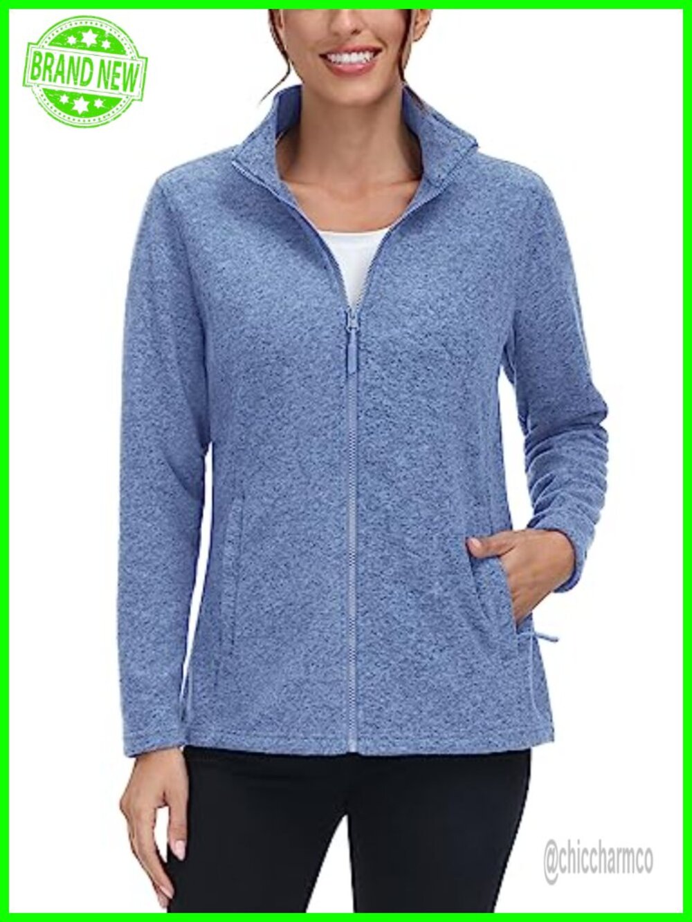 Women's Fleece Zip Up Jacket Light Warm Sweater with Pockets